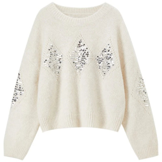 Diamond-Motif Crew-Neck Sweater