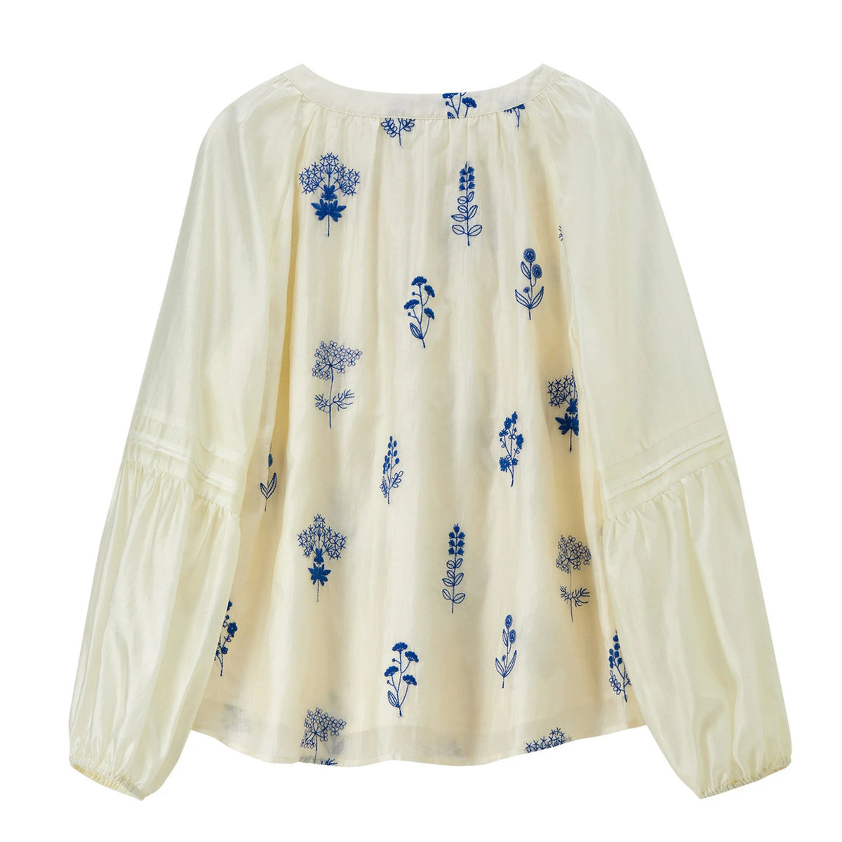 Floral Balloon-Sleeve Blouse