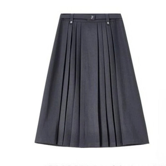Pleated A-Line Midi Skirt
