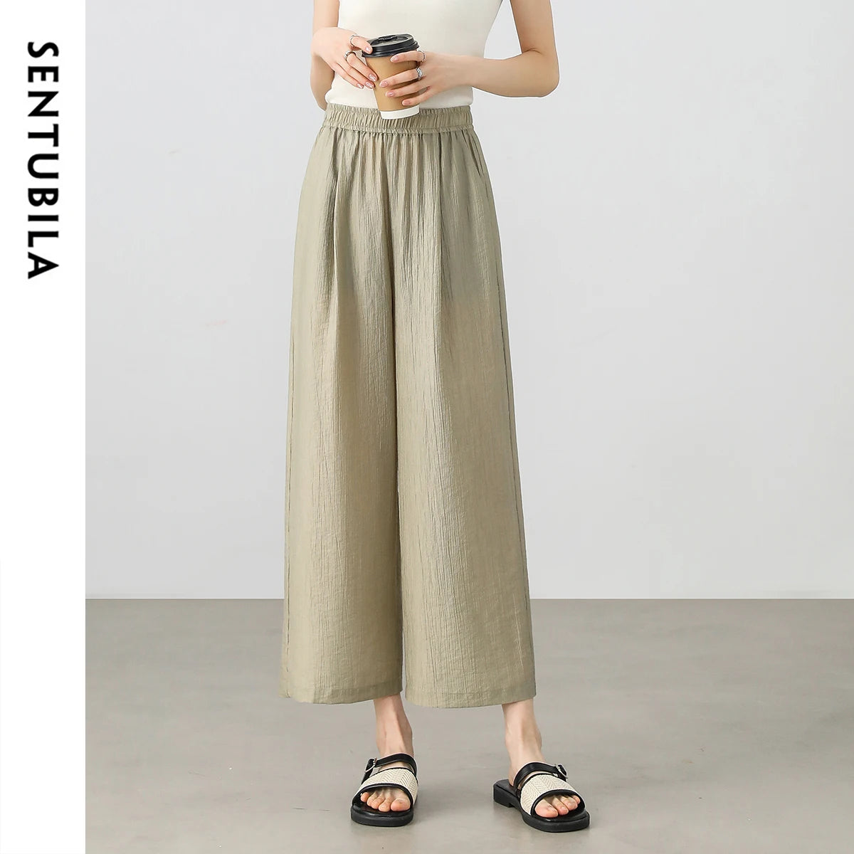 Elastic-Waist Wide-Leg Pants