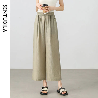 Elastic-Waist Wide-Leg Pants