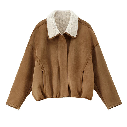 Contrast-Collar Relaxed Jacket