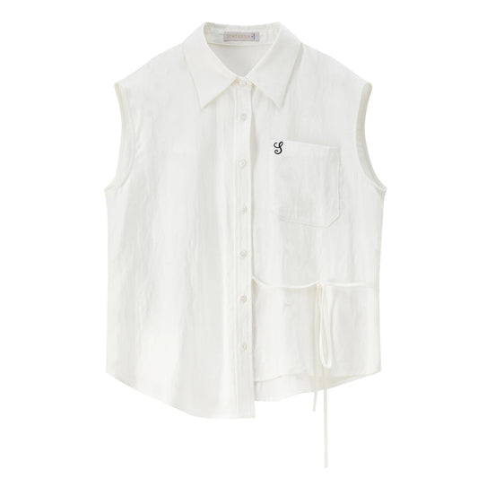 Sleeveless Tie-Waist Shirt