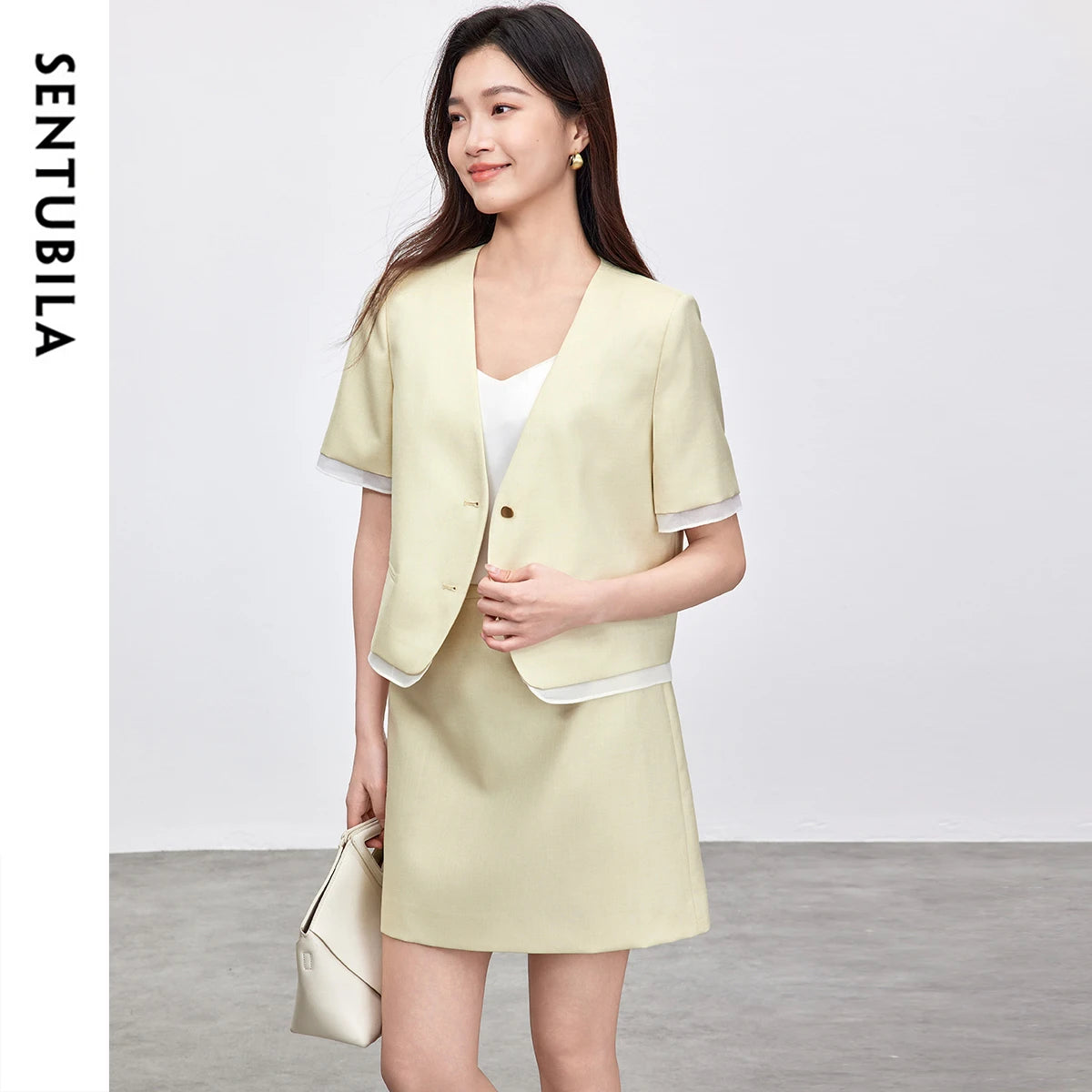 Short-Sleeve Jacket and Skirt Set