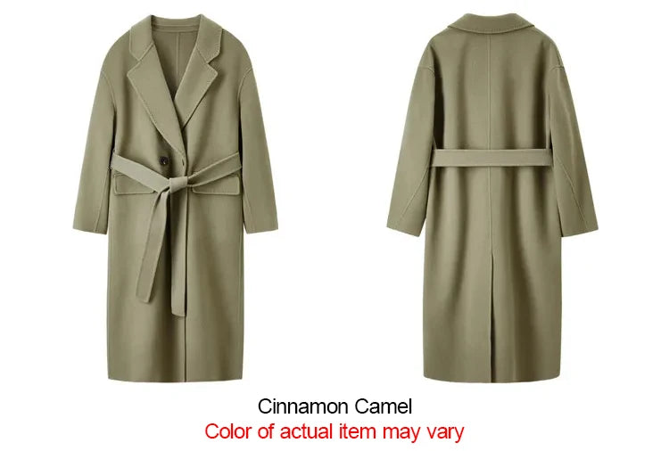 Belted Notched-Lapel Coat