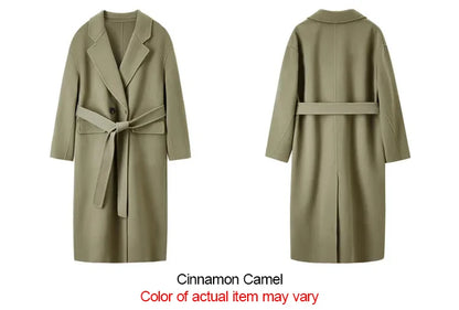 Belted Notched-Lapel Coat