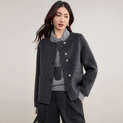 Collarless Patch-Pocket Jacket