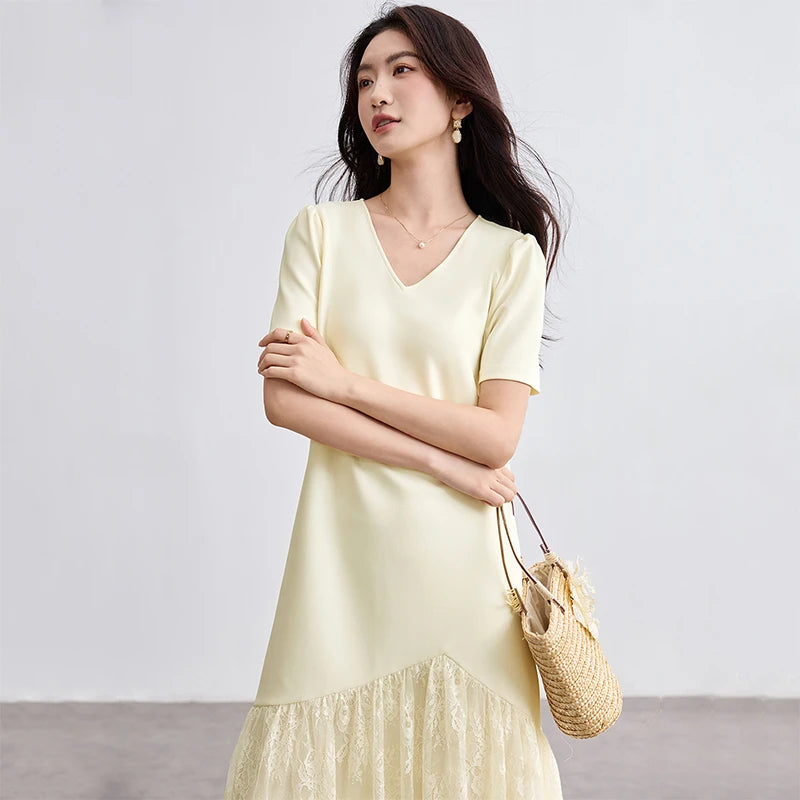Lace-Hem Shift Dress