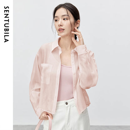 Patch-Pocket Cropped Shirt