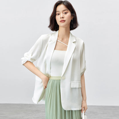 Tie-Sleeve Single-Button Blazer