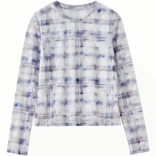 Check-Print Long-Sleeve Tee