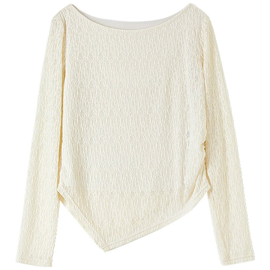 Textured Asymmetric-Hem Top