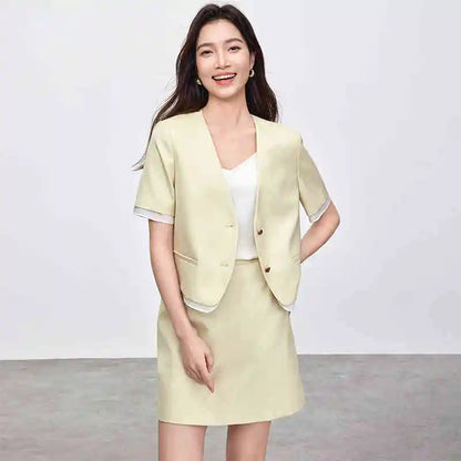 Short-Sleeve Jacket and Skirt Set