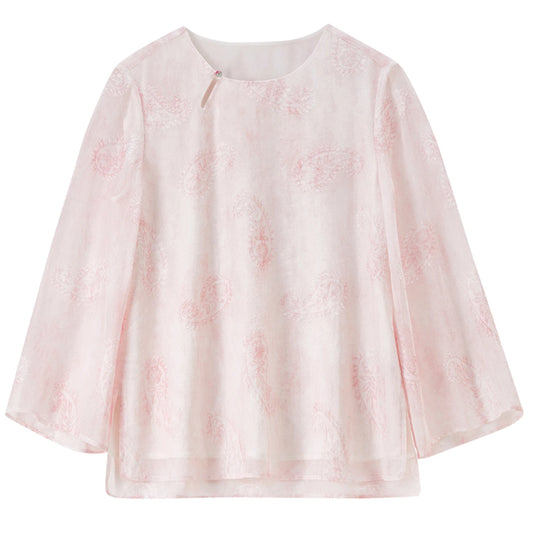 Textured Round-Neck Blouse